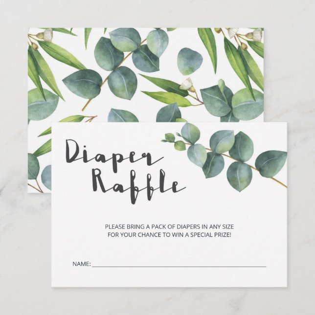 Carte D'accompagnement Baby shower moderne Eucalyptus Déchets Raffin (Devant / Derrière)