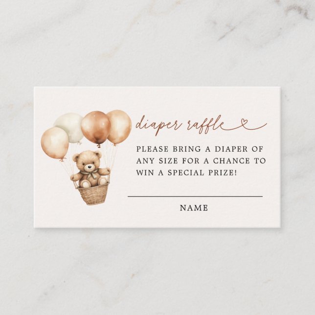Carte D'accompagnement Baby shower moderne Teddy Bear Raffin de couche (Devant)