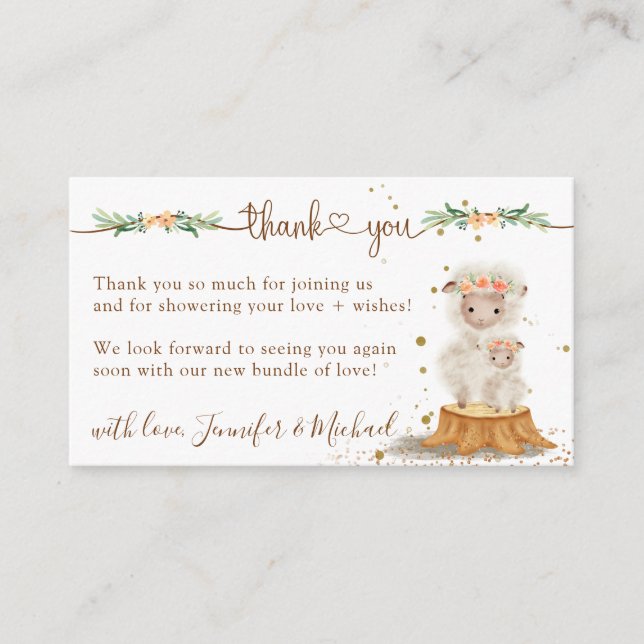 Carte D'accompagnement Baby shower mouton agneau Nouveau Merci maman (Devant)