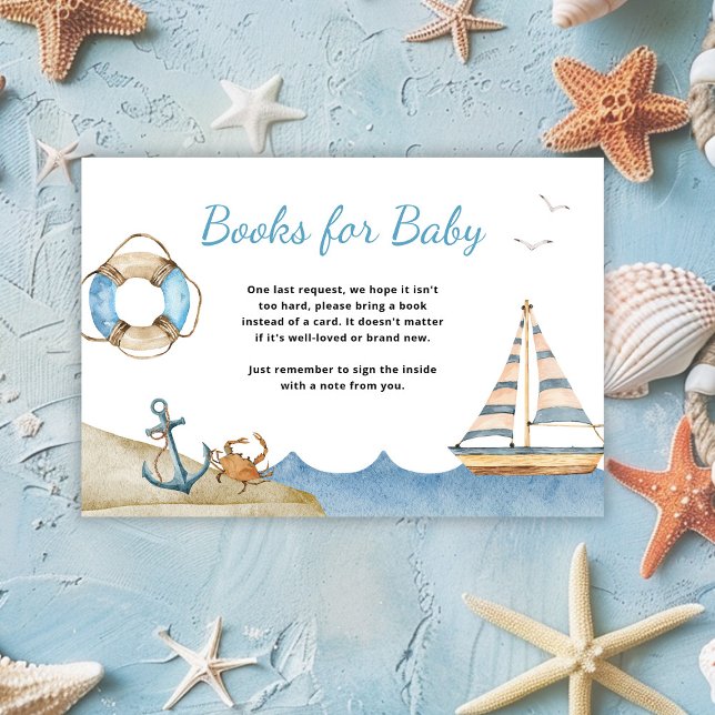 Carte D'accompagnement Baby shower Nautical Boy Books for Baby (Créateur téléchargé)