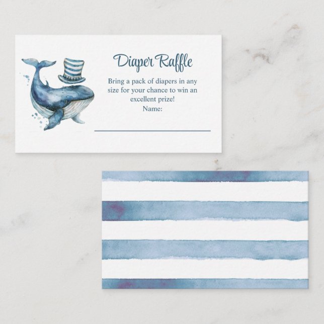 Carte D'accompagnement Baby shower nautique Baleine de la Marine Raffin (Devant / Derrière)