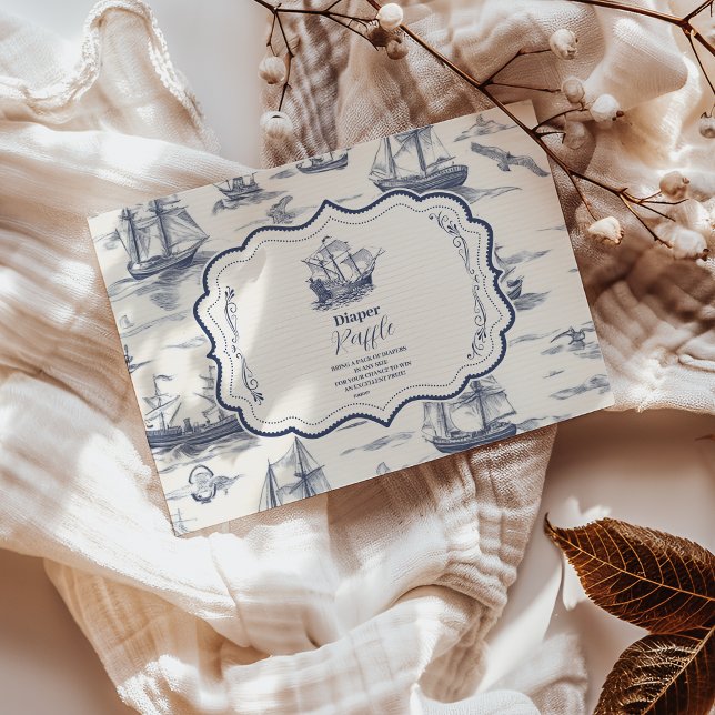 Carte D'accompagnement Baby shower nautique Diapper Raffer Toile Bateau (Créateur téléchargé)
