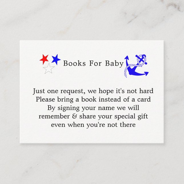 Carte D'accompagnement Baby shower Nautique Garçons mignon marin Bleu (Devant)