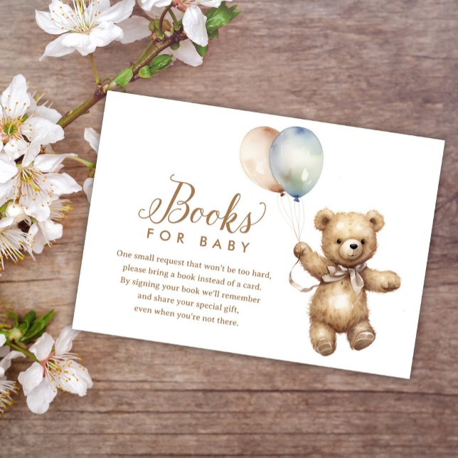 Carte D'accompagnement Baby shower Neutral Teddy Bear Livres pour bébé (Créateur téléchargé)