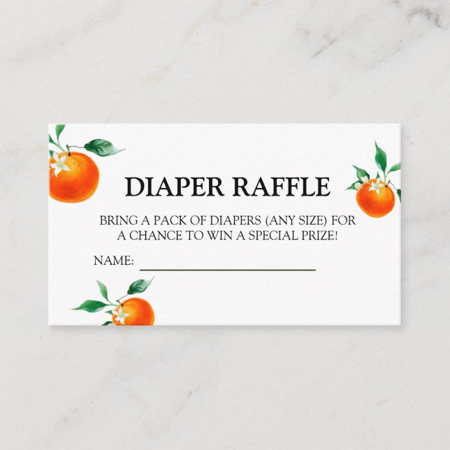 Carte D'accompagnement Baby shower orange, Baby shower Déchets Raffle (Devant)