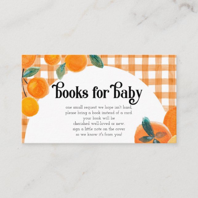 Carte D'accompagnement Baby shower Orange Citrus Demande (Devant)