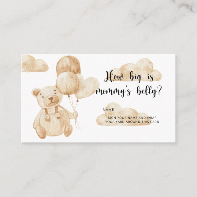 Carte D'accompagnement Baby-shower ours avec un ours combien le ventre de (Devant)
