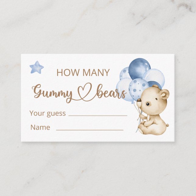 Carte D'accompagnement Baby shower ours bébé en peluche (Devant)