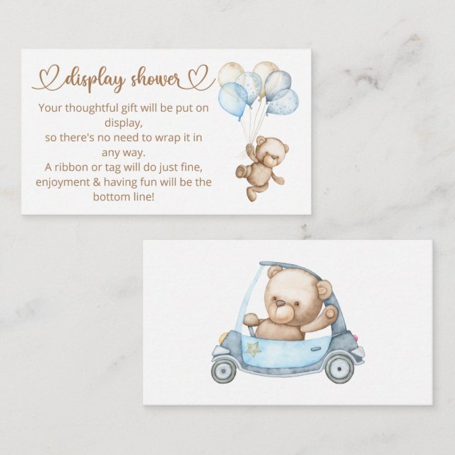Carte D'accompagnement Baby shower ours bébé en peluche (Devant / Derrière)