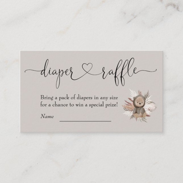 Carte D'accompagnement Baby shower Ours Boho Déchets Raffin (Devant)