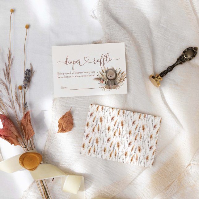 Carte D'accompagnement Baby shower Ours Boho Déchets Raffin (Créateur téléchargé)