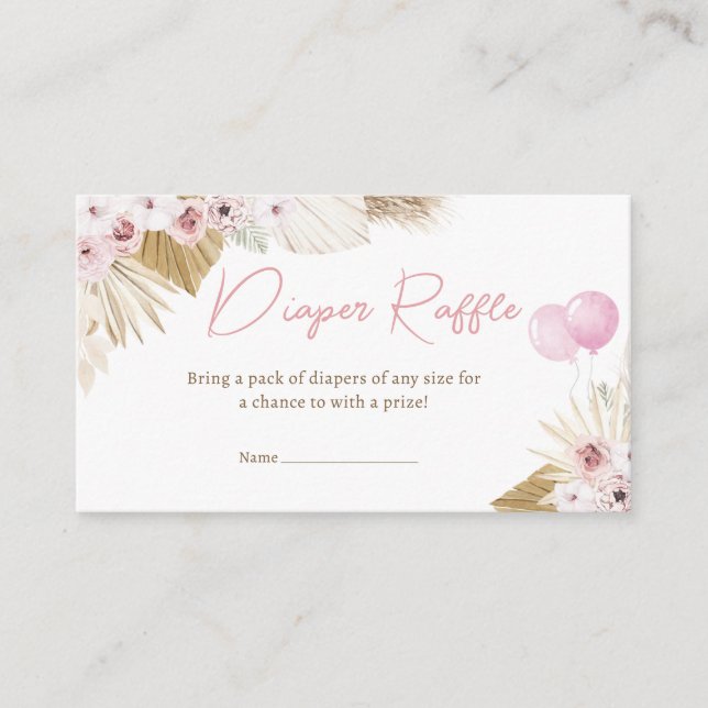 Carte D'accompagnement Baby shower Ours rose Boho Refus de couche (Devant)
