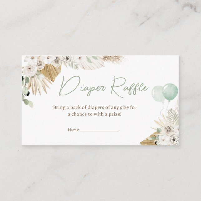 Carte D'accompagnement Baby shower Ours vert Boho Raffin de couche (Devant)