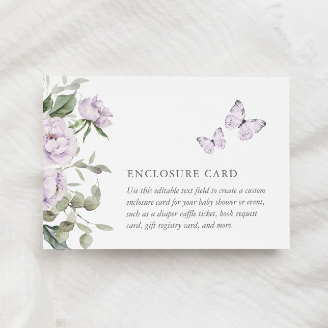 Carte D'accompagnement Baby shower papillon floral pourpre personnalisé (Créateur téléchargé)