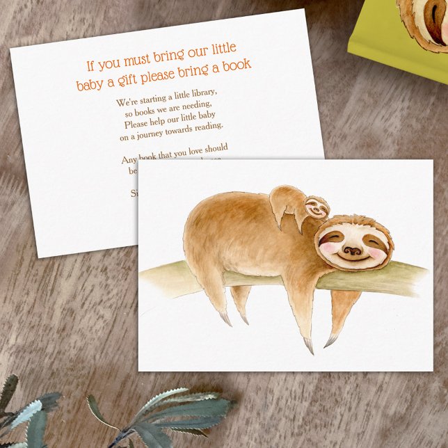 Carte D'accompagnement Baby shower paresseux mignon livre d'art (Créateur téléchargé)