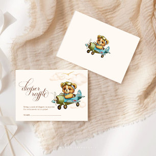 Carte D'accompagnement Baby shower Petit Pilote Teddy Bear Diaper Raffin