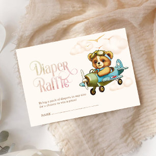 Carte D'accompagnement Baby shower Petit Pilote Teddy Bear Diaper Raffin