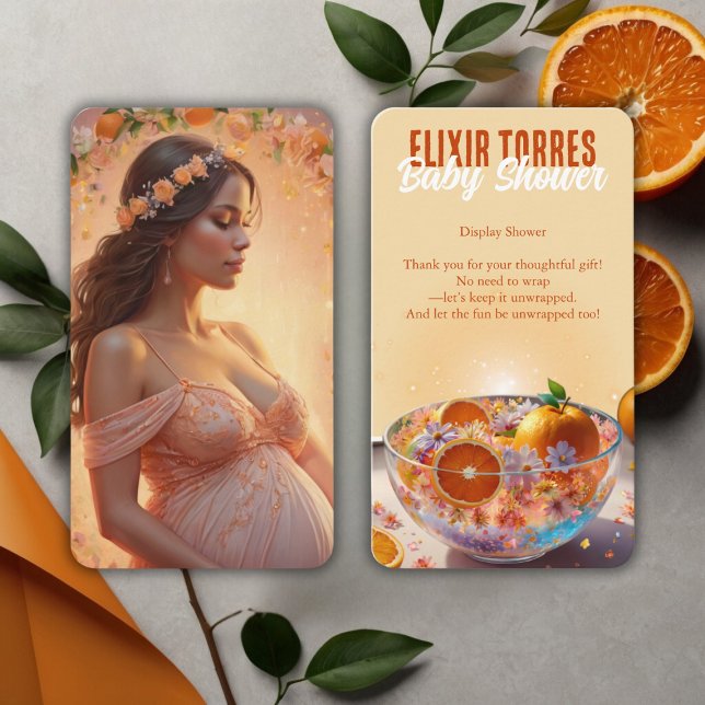 Carte D'accompagnement Baby shower photo Whimsical Orange (Créateur téléchargé)