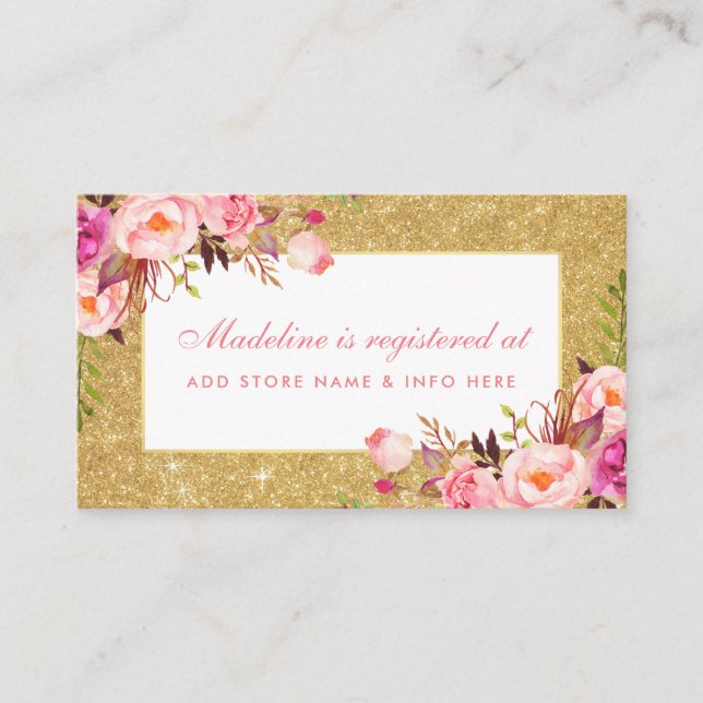 Carte D'accompagnement Baby shower Pink Gold Parties scintillant Registre (Devant)