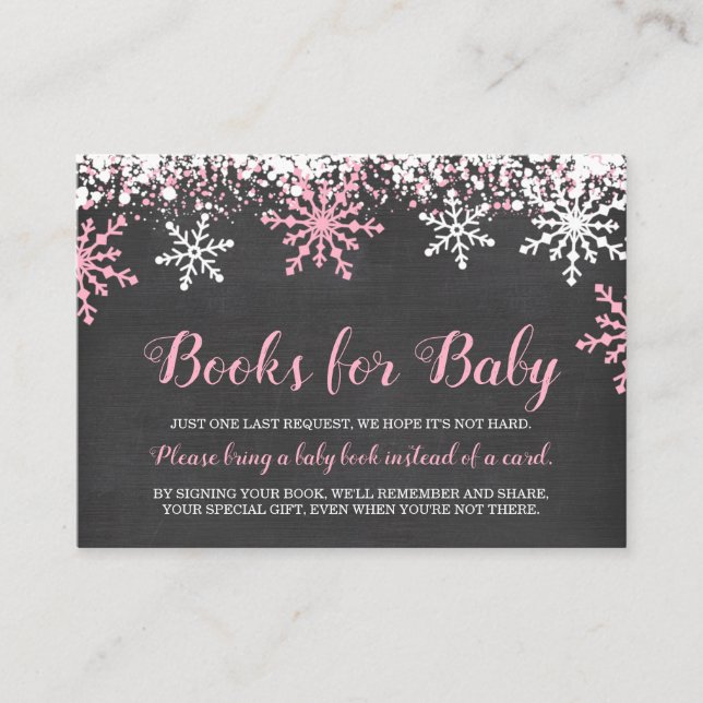 Carte D'accompagnement Baby shower Pink White Snowflakes Demande de réser (Devant)