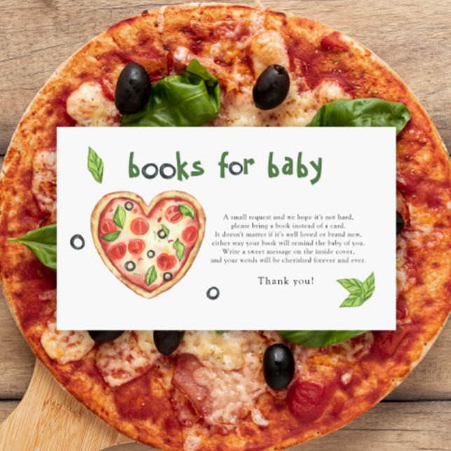 Carte D'accompagnement baby shower pizza - livres pour billet bébé (Créateur téléchargé)