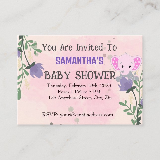 Carte D'accompagnement Baby shower pour filles personnalisées - créez vot (Devant)