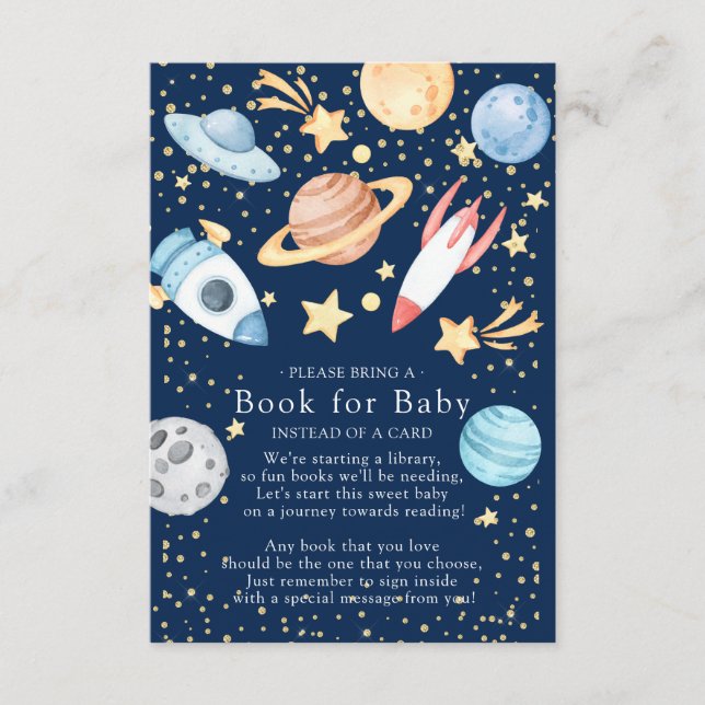Carte D'accompagnement Baby shower pour garçons de l'espace extra-atmosph (Devant)