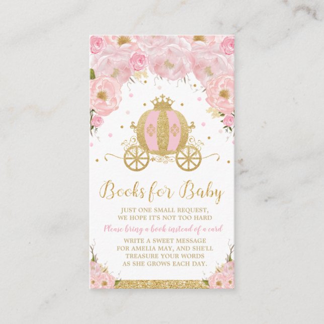 Carte D'accompagnement Baby shower Princesse Carriage Floral Apportez un  (Devant)