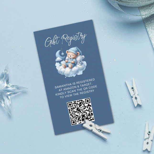 Carte D'accompagnement Baby shower QR Code d'aquarelle mou (Créateur téléchargé)