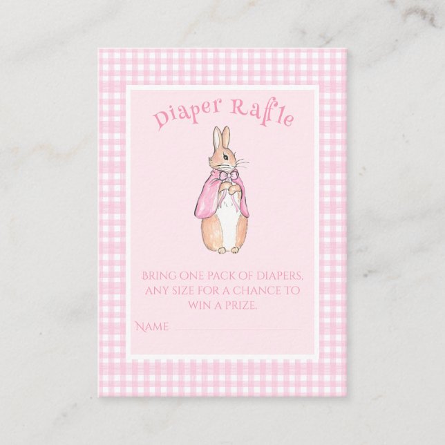 Carte D'accompagnement Baby shower Raffin Lapin Rose Rabbit (Devant)