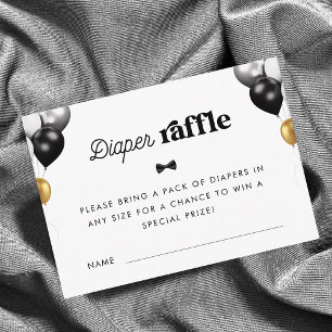 Carte D'accompagnement Baby shower Retro Script Black White Diaper