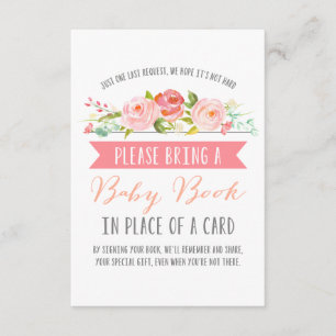 Carte D'accompagnement Baby shower rose du livre   de bébé de bannière
