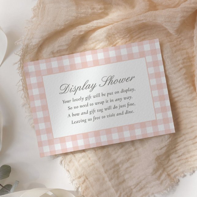 Carte D'accompagnement Baby shower rose En vichy douche (Créateur téléchargé)