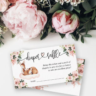 Carte D'accompagnement Baby shower Rose Floral Aquarelle Cerf