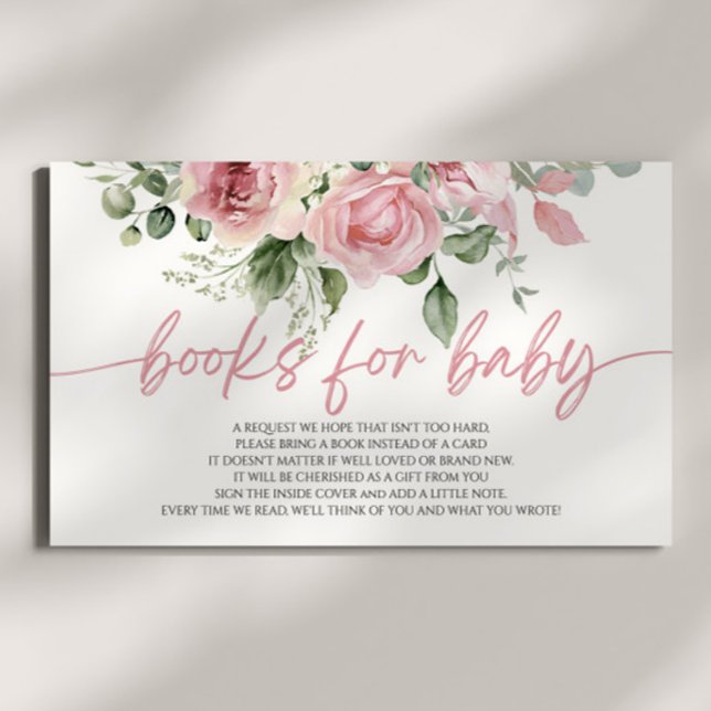 Carte D'accompagnement Baby shower Rose Floral Livres Pour Bébé (Créateur téléchargé)
