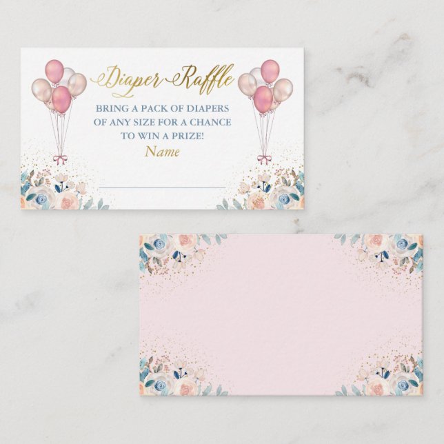 Carte D'accompagnement Baby shower rose Floral Repas de  (Devant / Derrière)