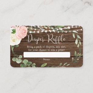 Carte D'accompagnement Baby shower rose rustique tombole de couche de 