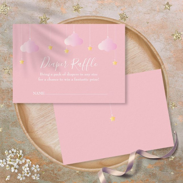 Carte D'accompagnement Baby shower rose  Twinkle Twinkle Diaper (Twinkle Twinkle Diaper Raffle Pink Baby Shower Enclosure Card)