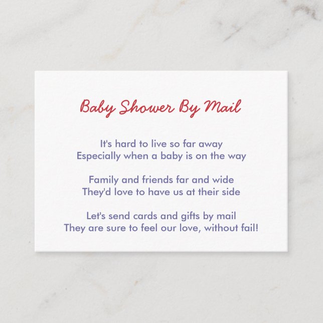 Carte D'accompagnement Baby-Shower rouge, blanc et bleu par la poste (Devant)