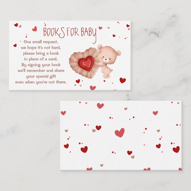 Carte D'accompagnement Baby shower Rouge Sweetheart Livres Pour Baby Card (Devant / Derrière)