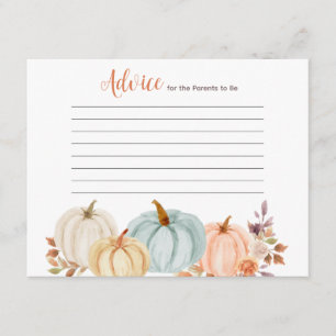Carte D'accompagnement Baby shower Rustique Citrouille Floral Conseils Ca