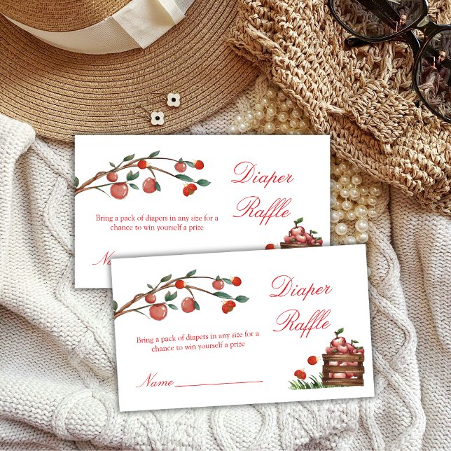 Carte D'accompagnement Baby shower rustique Ladybug Apple Diaper Raffle (Rustic Ladybug Apple Diaper Raffle Baby Shower Enclosure Card)