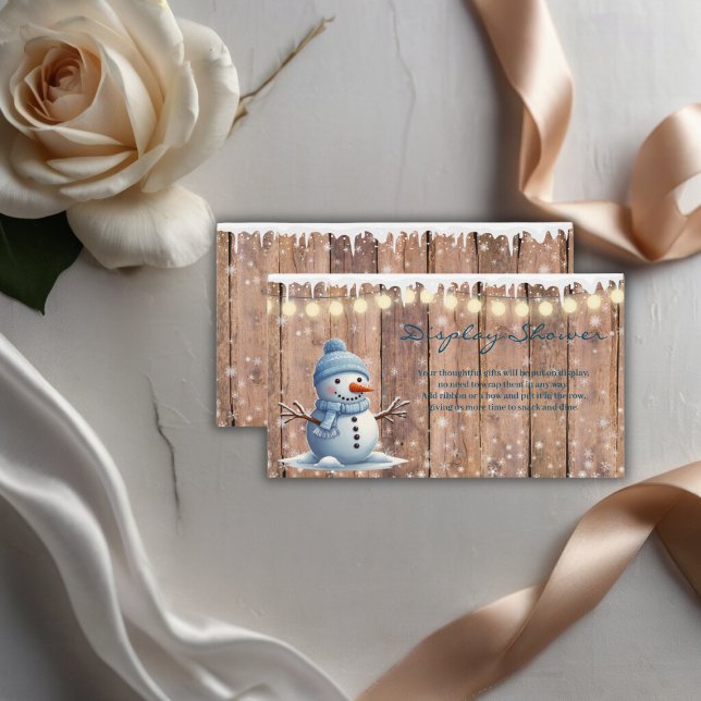 Carte D'accompagnement Baby shower rustique moderne élégant Blue Snowman (Créateur téléchargé)