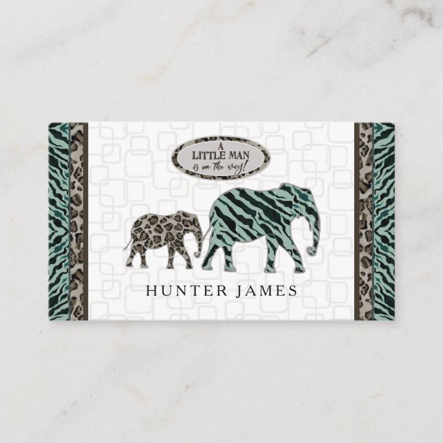 Carte D'accompagnement Baby shower Safari Elephant au caleçon (Devant)