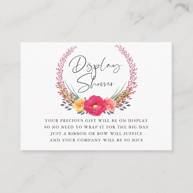 Carte D'accompagnement Baby shower Safari Floral avec douche (Devant)