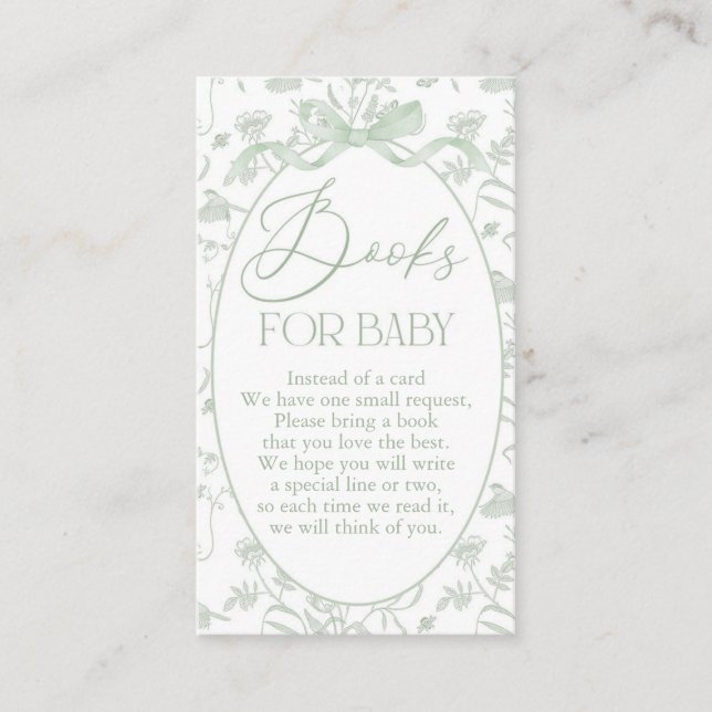 Carte D'accompagnement Baby shower Sage toile (Devant)