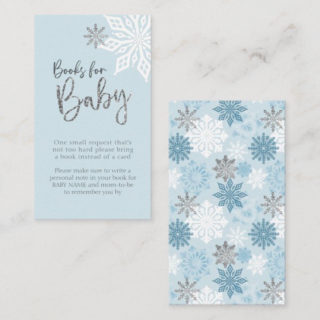 Carte D'accompagnement Baby shower Silver Snowflake Demande de réservatio (Devant / Derrière)