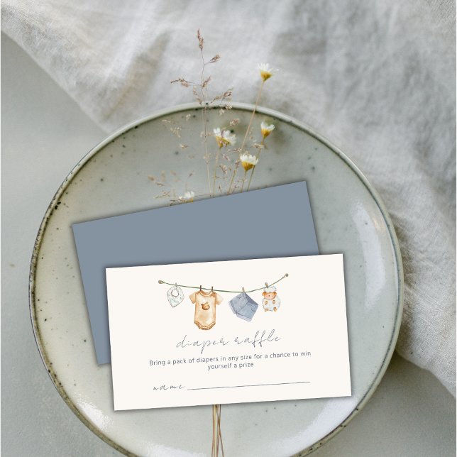 Carte D'accompagnement Baby shower simple Boho Clothesline Diaper Raffle (Simple Boho Clothesline Diaper Raffle Baby Shower Enclosure Card)