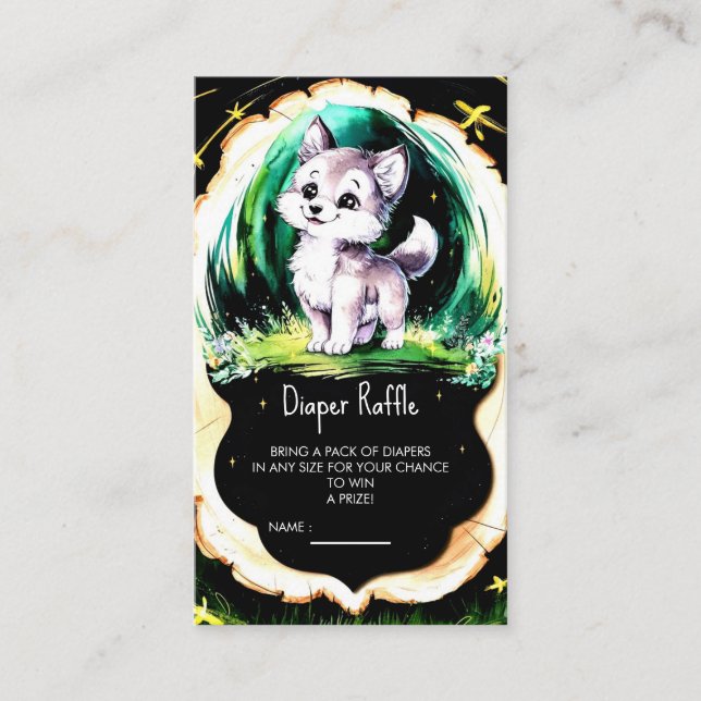 Carte D'accompagnement Baby shower simple de petit loup (Devant)