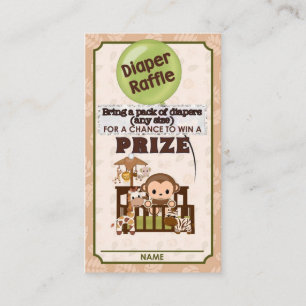 Carte D'accompagnement Baby shower singe BILLETS DIAPER RAFFLE Nali NJM